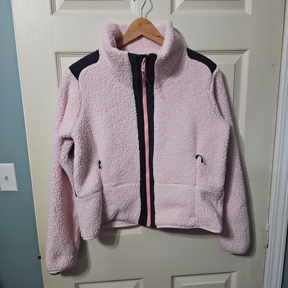 Under Armour Women's Pink Legacy Sherpa Fleece Jacket Size Medium EUC